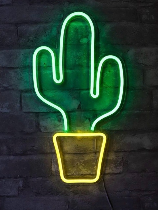 Other - Neon Cactus Wall Light - Green & Yellow